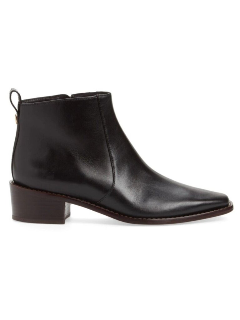 Tory Burch Women's Zipper Ankle Boot 45mm Bootie In Black Leather Size 10